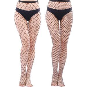 Women's Black Fishnet Tights Set with Diamond Pattern Stylish and Comfortable